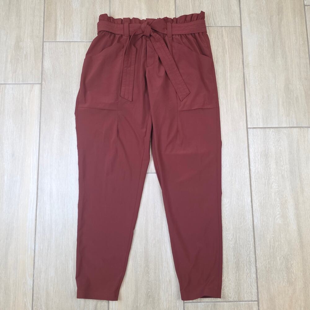 Athleta Skyline Paperbag Tie Waist Pants Dried Cinnamon Rust Women 4 Travel